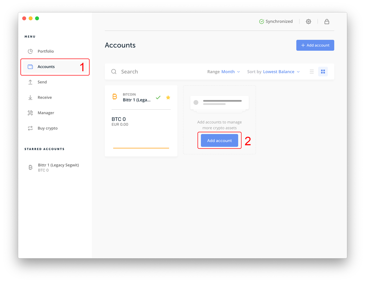 Creating a new account in Ledger Live